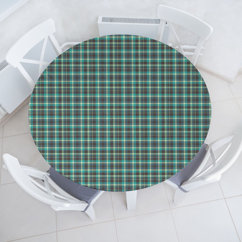 Gracie Oaks Abstract Fitted Round Tablecloth Multicolor, 51.97" Round