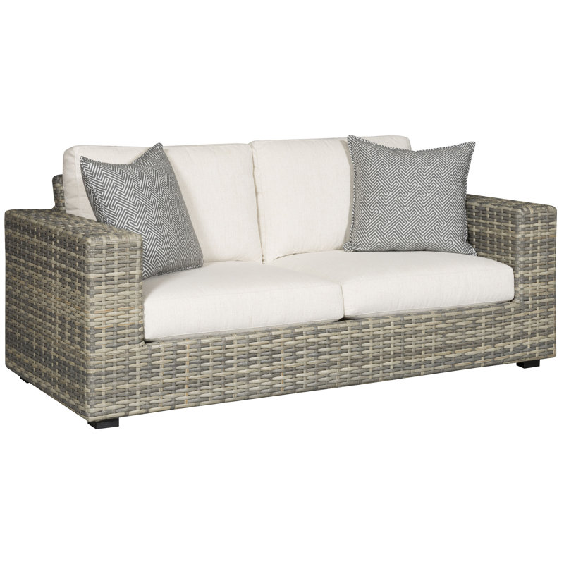 Michael Weiss Montclair 76" Wide Outdoor Rectangle Patio Sofa with Cushions, SB-Brannon Whisper