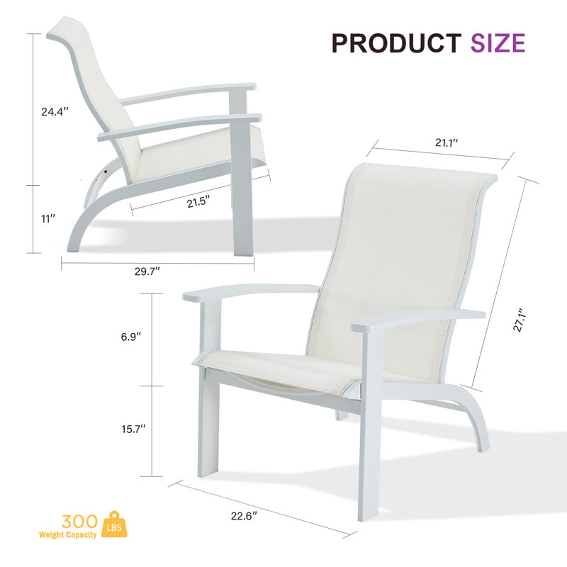 Eillet Outdoor Adirondack Chair, White, White