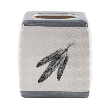 Feather Design Ceramic Tissue Box Cover, 1pc Dakota Fields