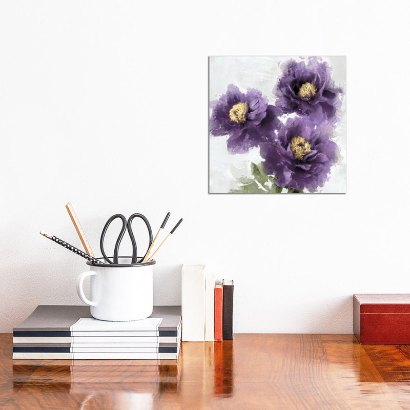 Purple Bloom II by Jesse Stevens - Wrapped Canvas Painting, 30.48 cm H x 30.48 cm W