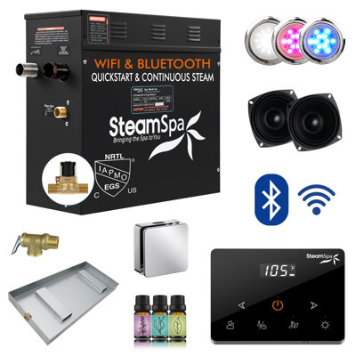 Black Series 6KW Steam Bath Generator With Fully Wireless Remote, BLUETOOTH, WIFI, And Auto Drain In Polished Chrome