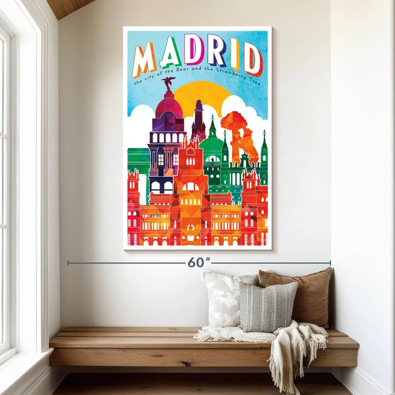 Affiche rétro de Madrid, Madrid, H 51 po x l 34 po