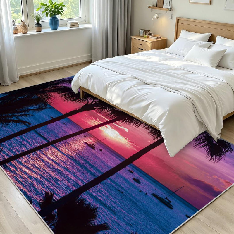 Tapis transparent palmier transparent Hawaii Beach, Rectangle 71" x 98"