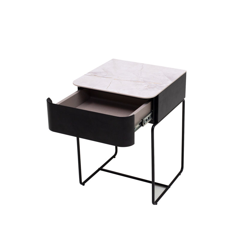 Smithers 40cm W Metal Bedside Table, Black