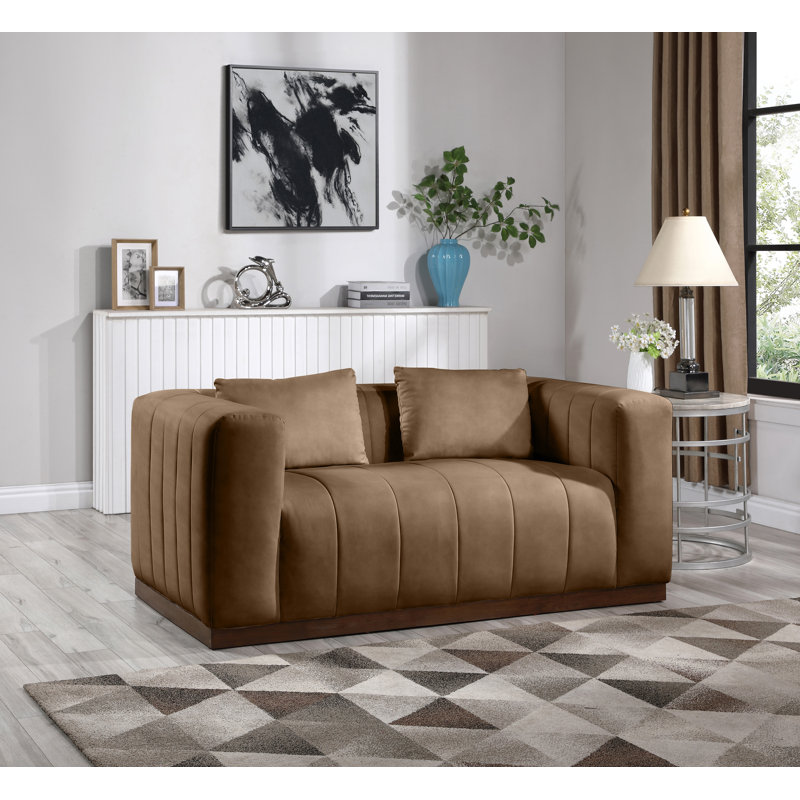 Mallina Vegan Leather Loveseat, Brown Vegan Leather