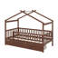Twin wooden house bed with drawers-2029576462