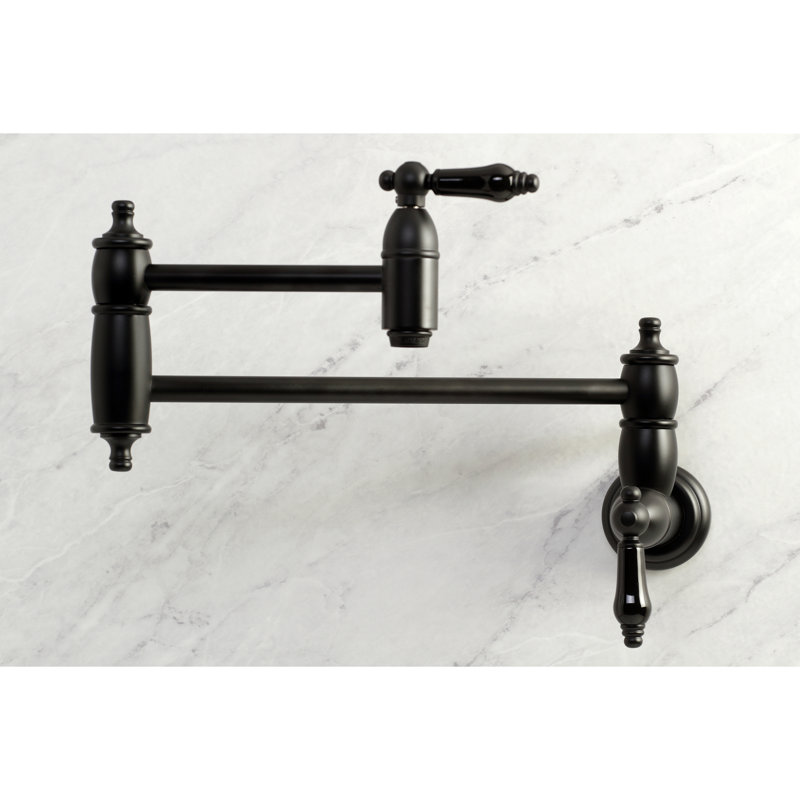 Kingston Brass Duchess Two-Handle 1-Hole Wall Mount Pot Filler Faucet, Matte Black