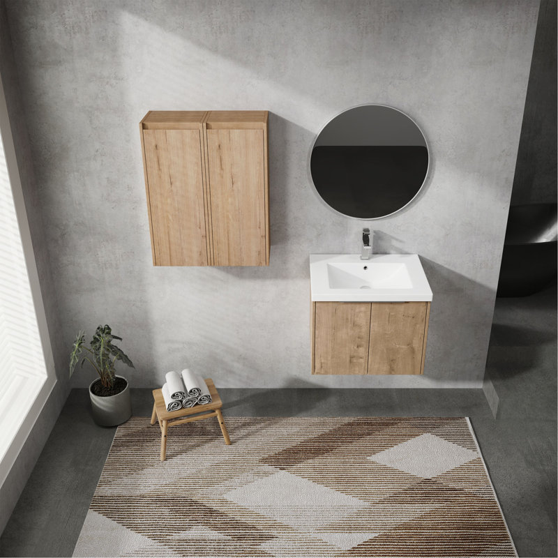 Meuble-lavabo mural avec rangement spacieux et attrait élégant, 24"