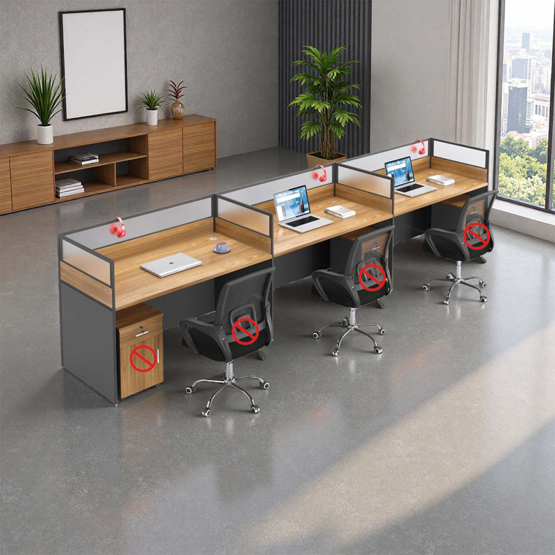 Bureau rectangulaire pour 3 personnes, H 43,3 po x l 142,52 po x P 23,62 po