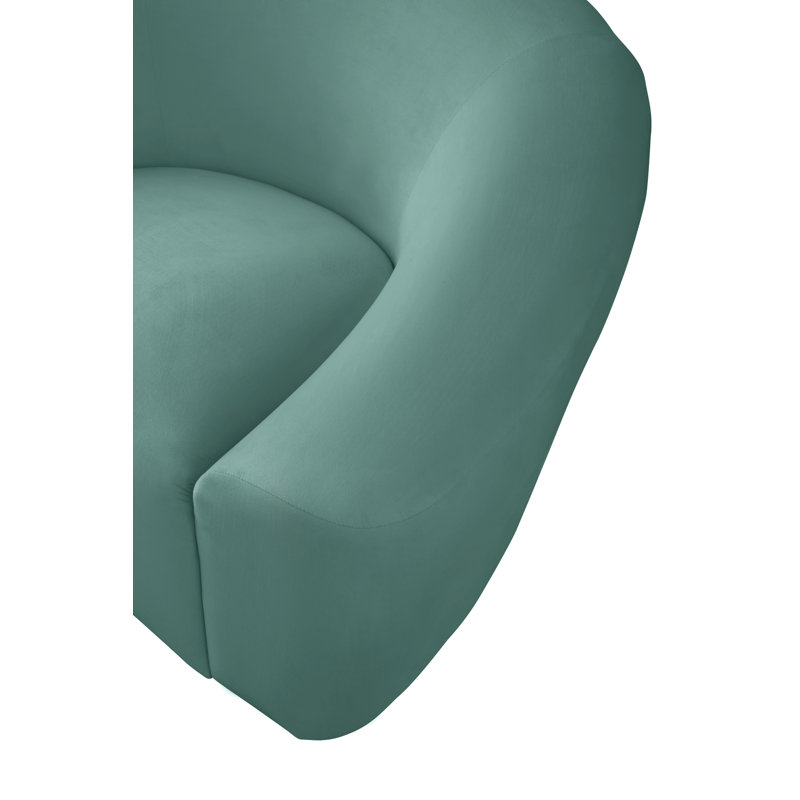 Canapé courbé Alaw, Velours vert menthe, H 29,5 po x l 91 po x P 35,5 po