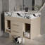 Ensemble de meuble-lavabo flottant 29,9 po avec lavabo sous-comptoir en céramique fritté et fixation murale pour petites salles de bain, appartement-126230332
