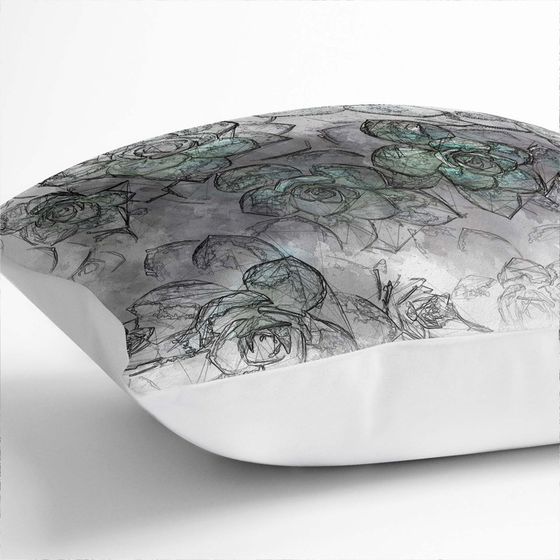 Succulent in Bloom Cushion with Filling, White, 40cm H x 40cm W x 15cm D