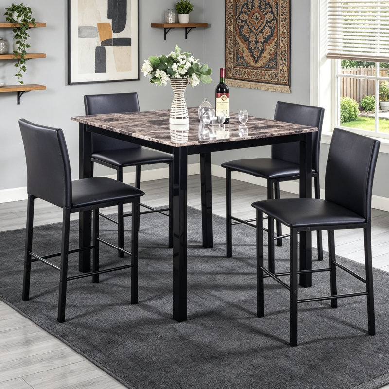 Metal Counter Height Dining Chairs With Black Metal Frame