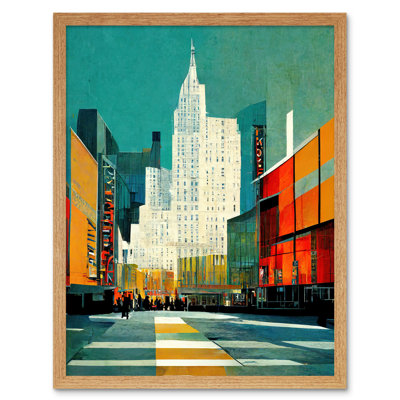 Broadway New York Abstract Midcentury Cityscape 1 Piece Wall Art