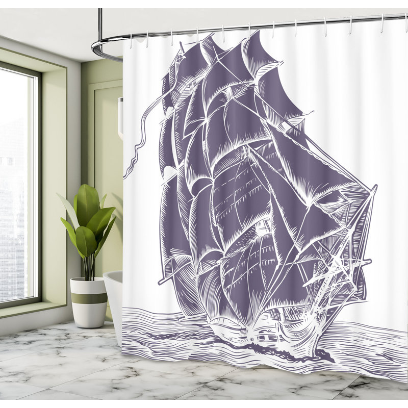 Shower Curtain with Hooks Included, 75"H x 69"W