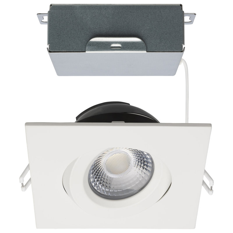 4" Square Adjustable Trim Selectable Color Temperature Dimmable Air-Tight IC Rated LED Canless Recessed Lighting Kit, White