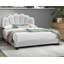 Tête de lit blanche à motif floral en laine grand lit 1pc avec cadre de lit plateforme entièrement rembourré à DEL