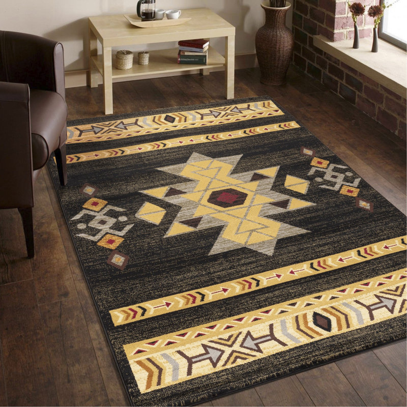 Tribes 7 pi. 10 po X 10 pi 3 po Tapis Southwest, Rectangle 7 pi 10 po x 10 pi 3 po, Noir