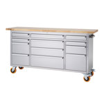 TRINITY PRO 6 ft. W 12-Drawer Stainless Steel Rolling Mobile Workbench w/ Storage