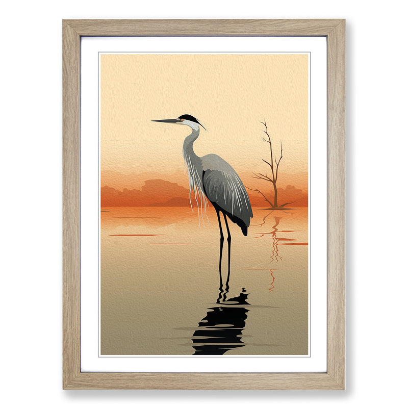 Heron Minimalism Art - Framed Print
