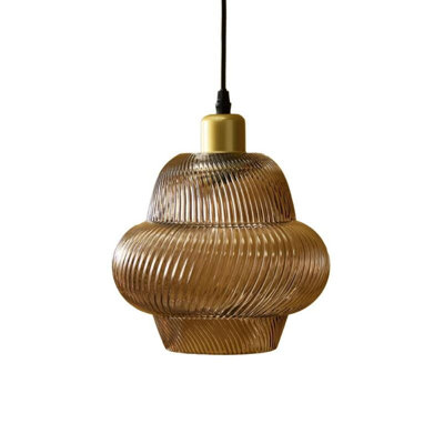 22cm Glass Pendant Light - Gold