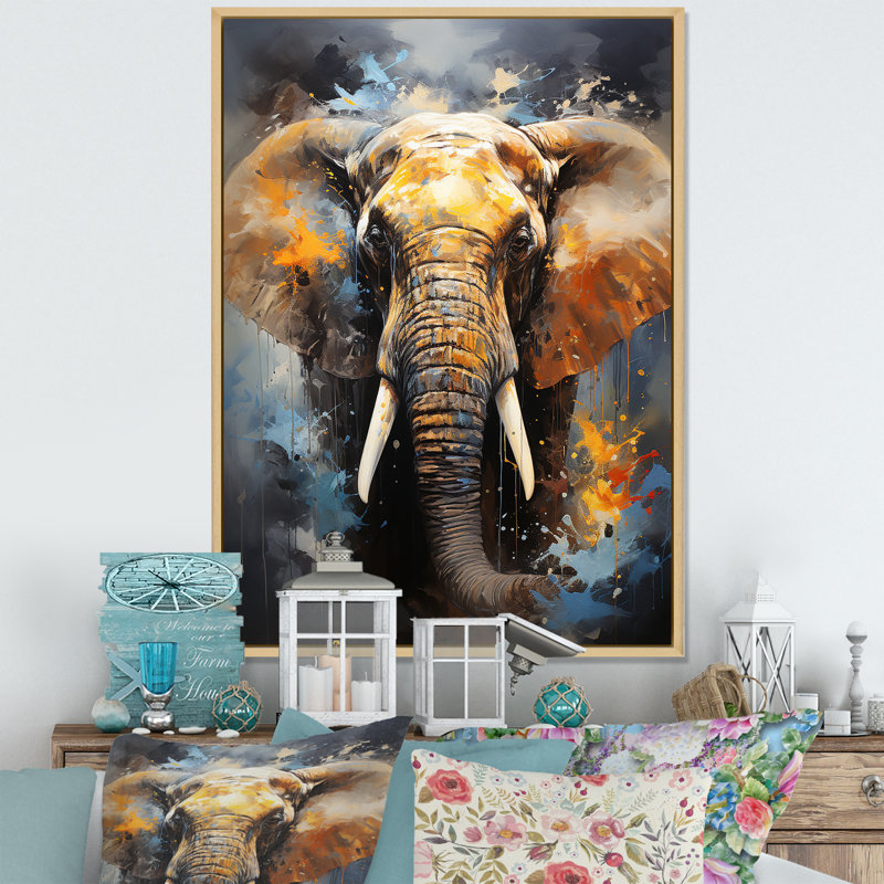 «Elephant Dreams In Colors on», reproduction sur toile, Cadre naturel flottant, H 32 po x l 24 po x P 1 po