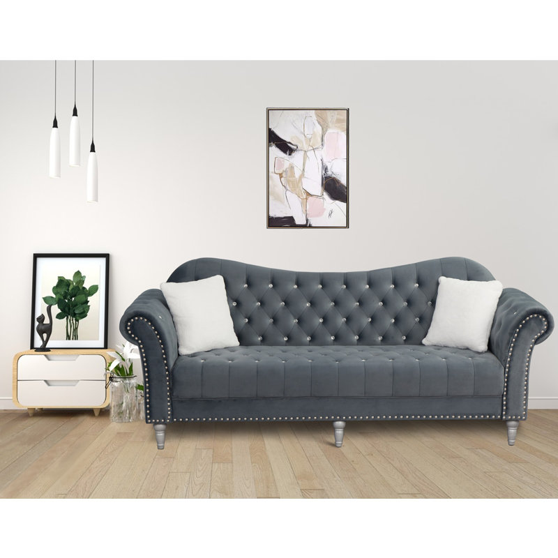 Canapé Chesterfield Josielyn, Gris foncé