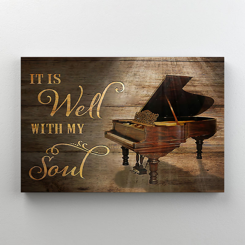A Piano - Art textuel sur toile tendue, H 24 po x l 36 po x P 2 po