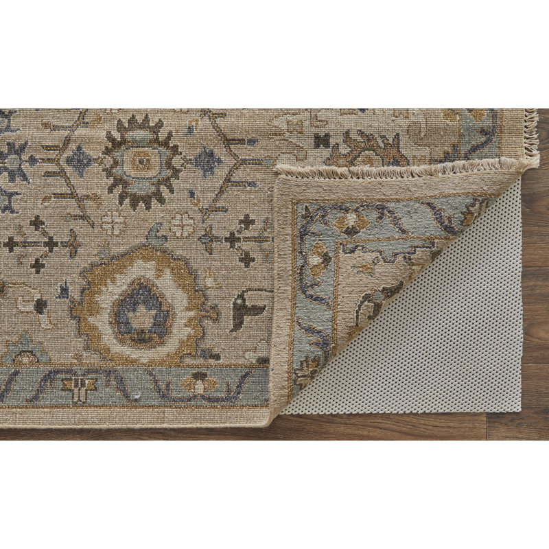 Corbitt Wool Oriental Area Rug in Tan, Rectangle 3'6" x 5'6"