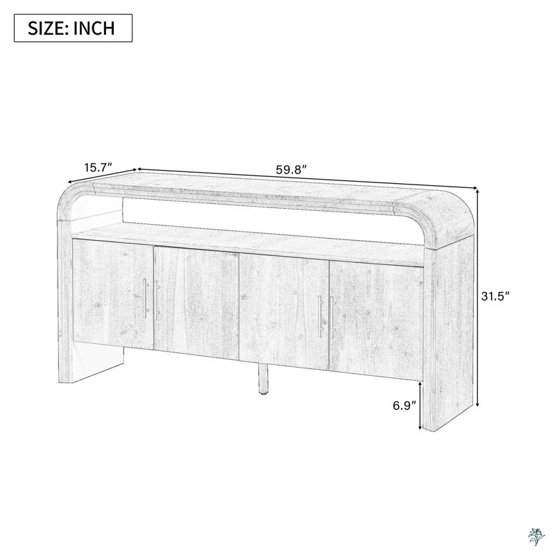 Sideboard With Treated Fir Veneer, Navy Blue