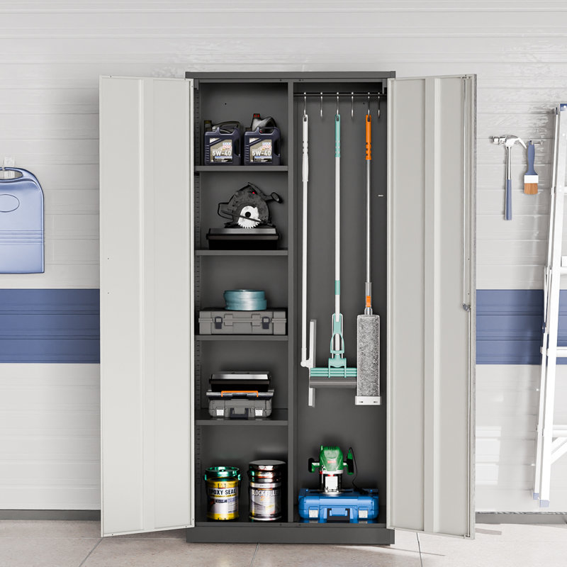 Steel Tool Storage Cabinet With 6 Hooks