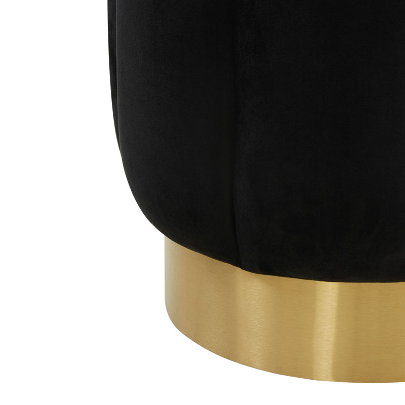 Jayah Upholstered Ottoman, Black Velvet