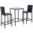 3Pcs Rattan Bar Set With Glass Top Table And 2 Bar Stools For Outdoor, Patio, Garden, And Poolside Use