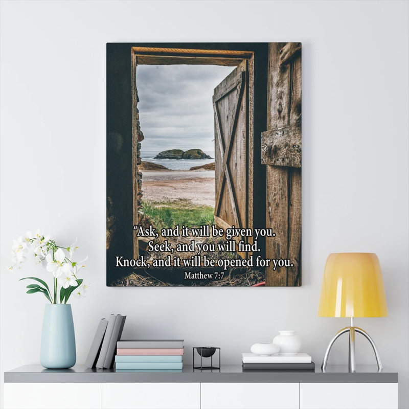 «Ask & You Shall recevrez», art mural chrétien 7: 7 verset de la Bible prêt à être suspendu, H 16 po x l 12 po x P 1,25 po