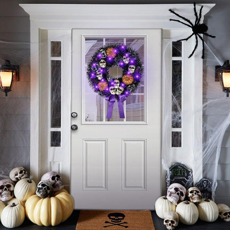 Faux Lighted Polyester 18'' Wreath