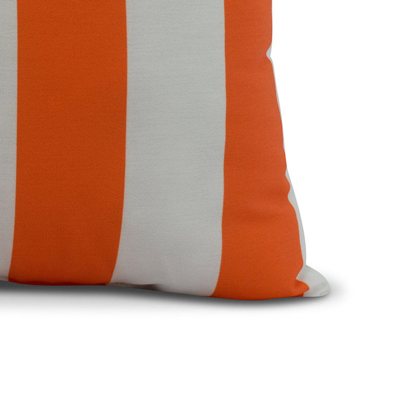 Nantucket Orange Striped 16" Square Polyester Throw Pillow