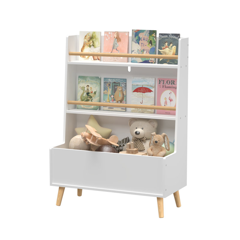 Bibliothèque pour enfants, porte-revues et livres, organisateur de livres, armoire de rangement pour jouets, blanc