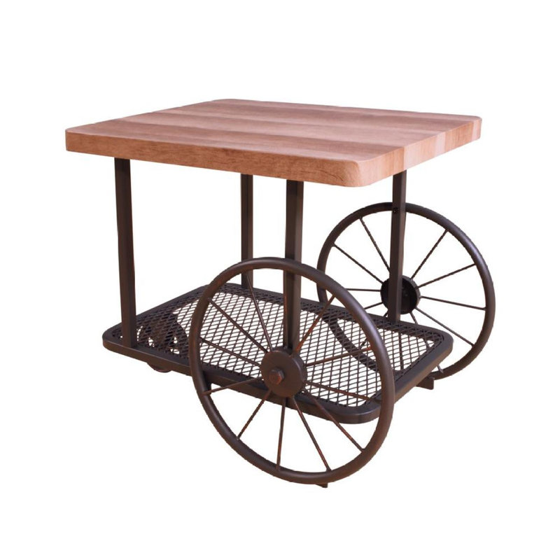 End Table In Oak & Antique Gray