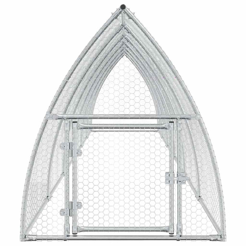 Chicken Cage Silver Galvanised Steel, 120cm H x 600cm W x 105cm D