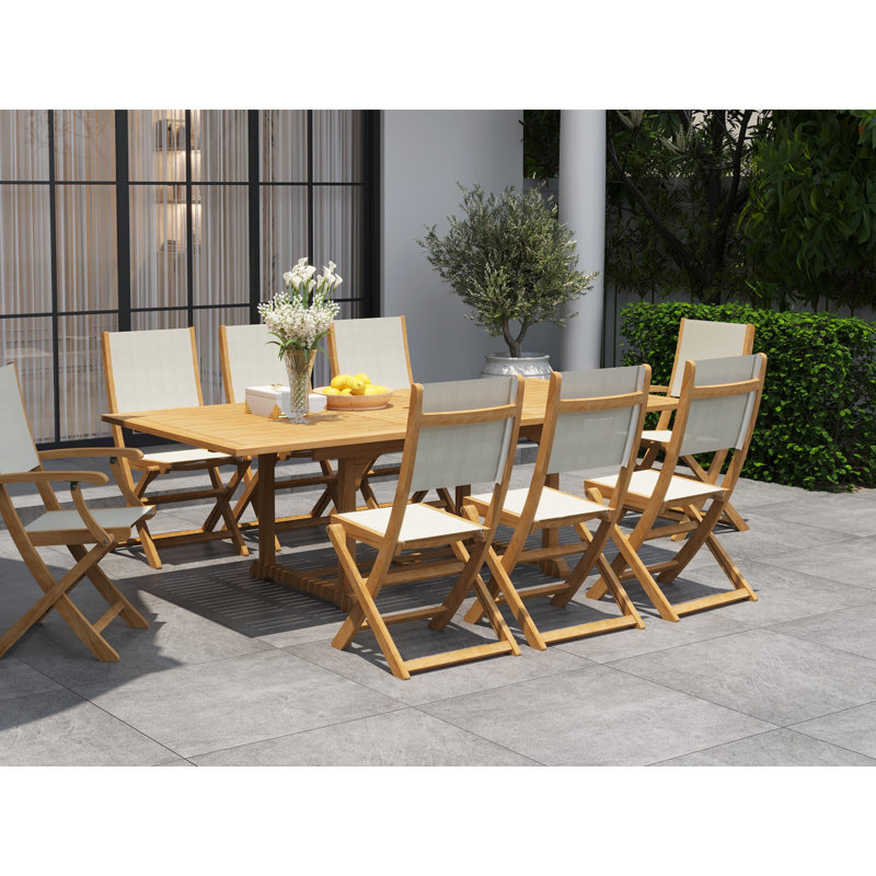 Stella Folding Teak Patio Dining Chair, White