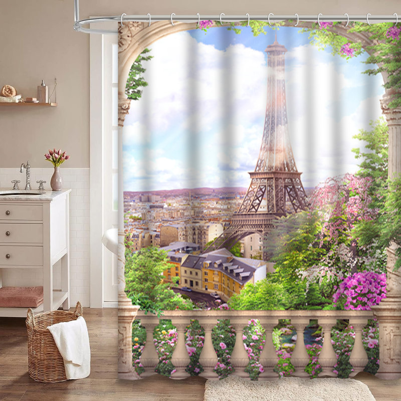 Magnifique rideau de douche antique avec 12 crochets, L 72 po x l 84 po