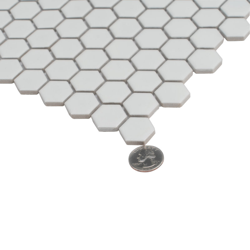 Cirkel Hex 10.2 In. X 11.8 In. Porcelain Mosaic Wall And Floor Tile (8.36 Sq Ft/Case) - 10 Pack, White