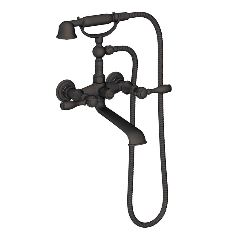Victoria Wall Mount Exposed Tub & Hand Shower Set, Flat Black, Lever Handle