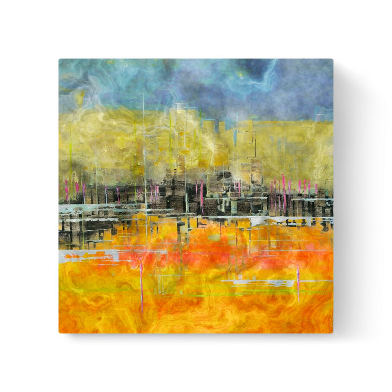 " Grunge City II " Painting Print, 8" H x 8" W