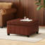 Rangement en similicuir brun avec capitonnage chic et fonction pour le salon