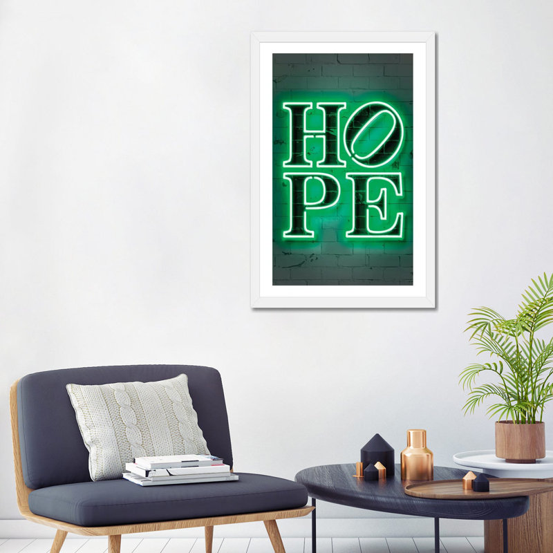 "Hope" par Octavio Mielu-impression d’art textuel, Papier encadré blanc, Blanc, H 32 po x l 24 po x P 1 po