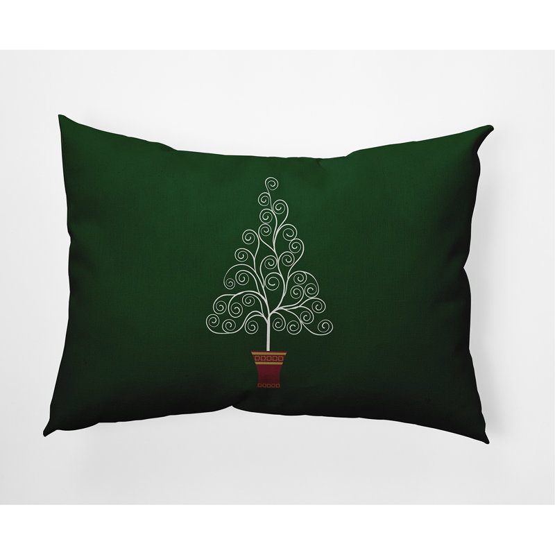 Housse de coussin rectangulaire d'extérieur Filigree Tree, Vert
