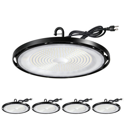 4 lumières DEL UFO 200W à 4 baies, 20000LM, 6500K, 120V à DEL haute baie, Plug & Play, IP65 imperméables pour une entrepôt