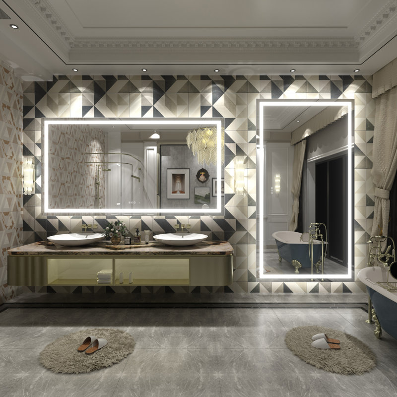 UL Certified Front & Back LED Anti-Fog Tempered Glass Bathroom/ Vanity Mirror - Basics by Wayfair™, 66" x 36"